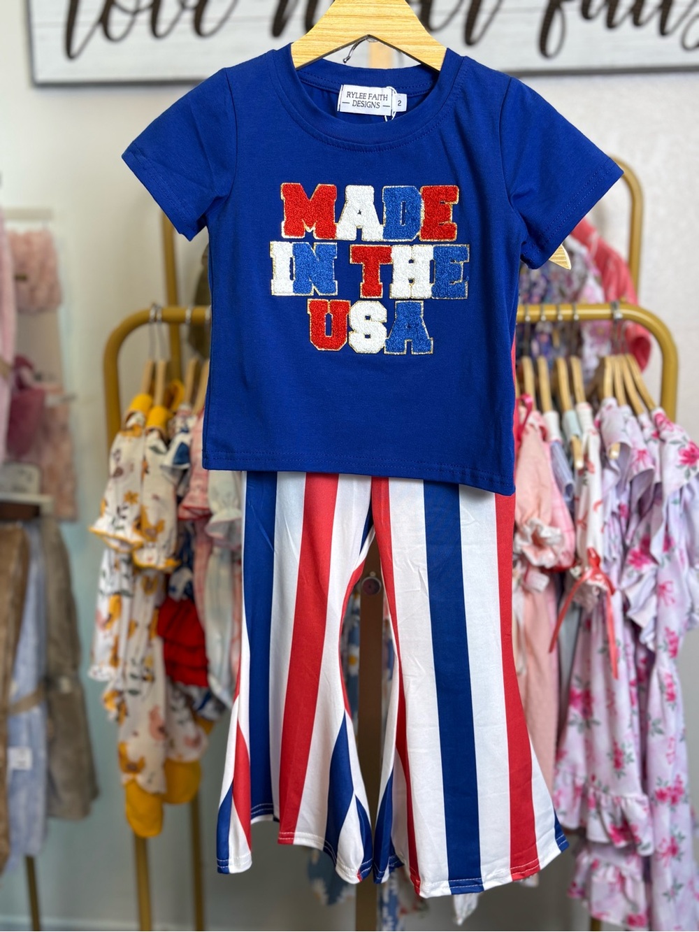 Rylee Faith 4th of July Kids 'Made in the USA'  Chenille girls patch set